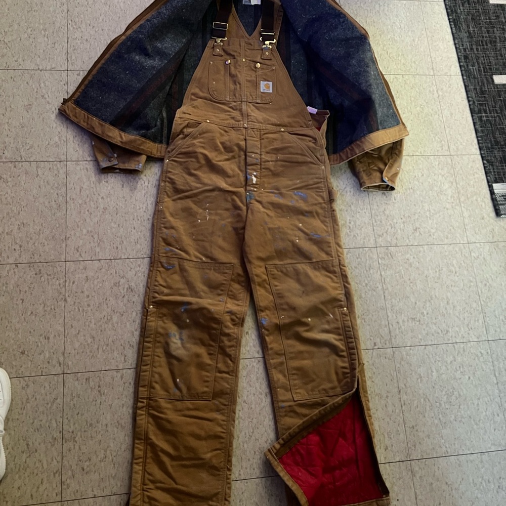 Carhartt duck insulated bibs overalls 34x34